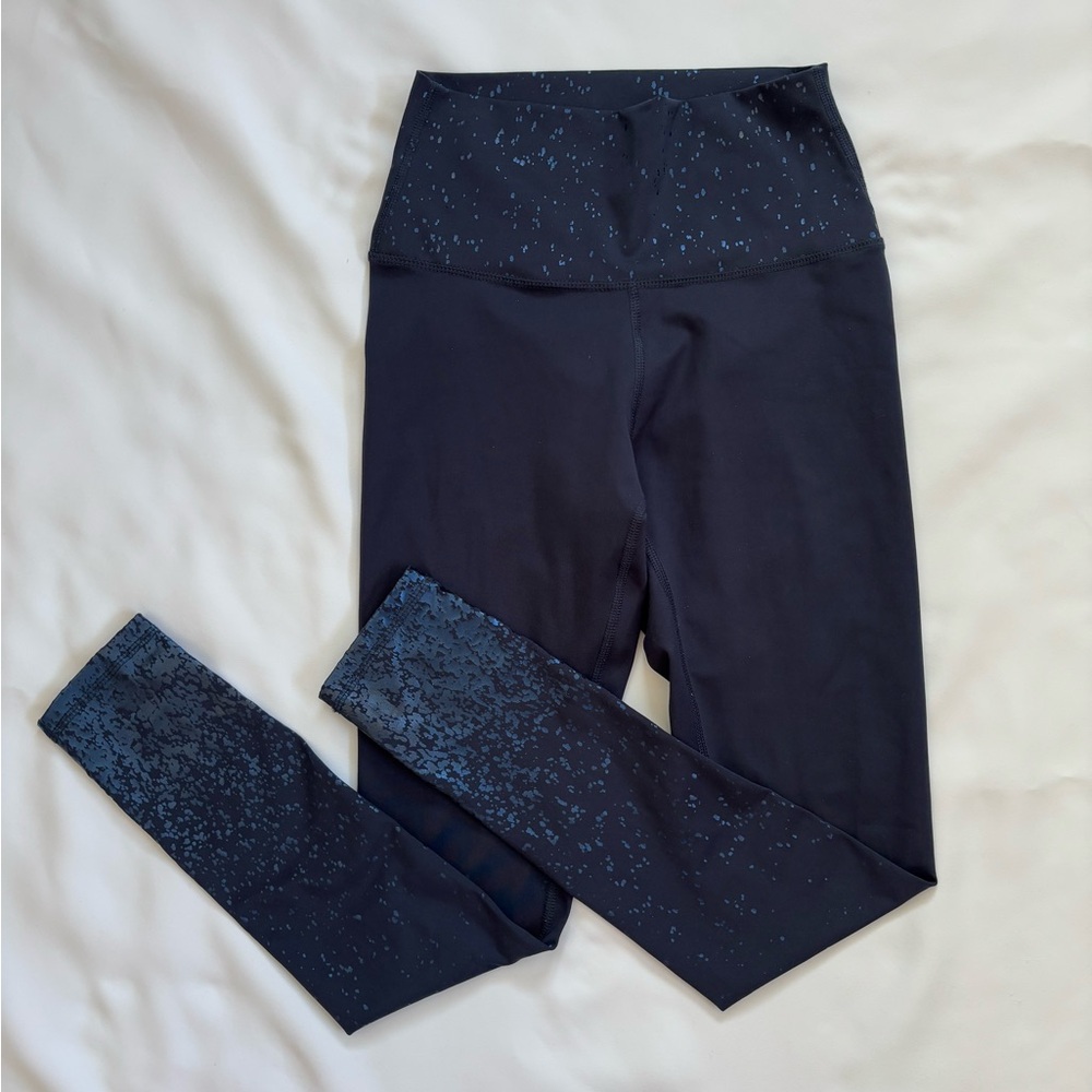 Z by Zobha Small Navy Ombre Metallic Shine Splatter High Waist Ankle Leggings
